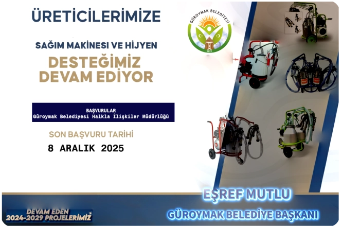 Güroymak Hayvancılık Destek Projesi: Süt Sağım Makinesi Başvuruları Başladı!!!